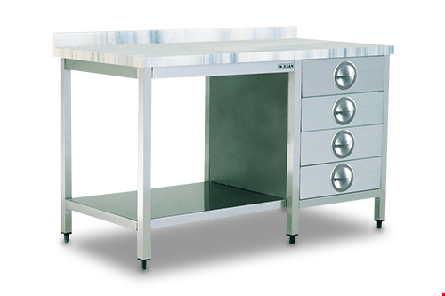 TMB S - MarbleTop Table / 4 Drawers / Lower Shelf