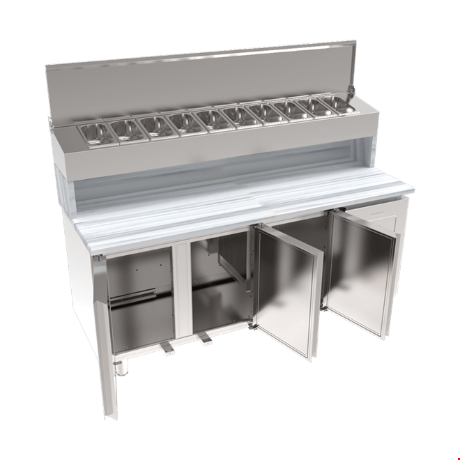SGM190 - 3 Door Pizza Preparation Unit with Marble Top