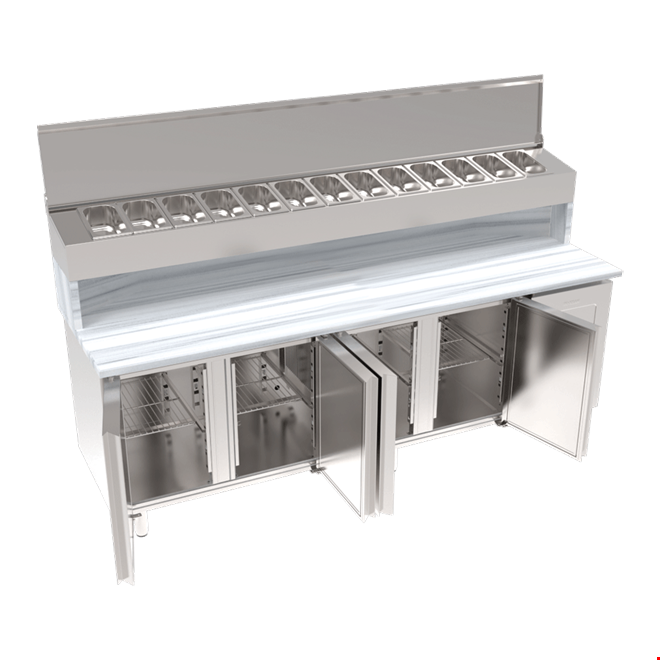 SGM240S - 4 Door Pizza Preparation Unit with Marble Top